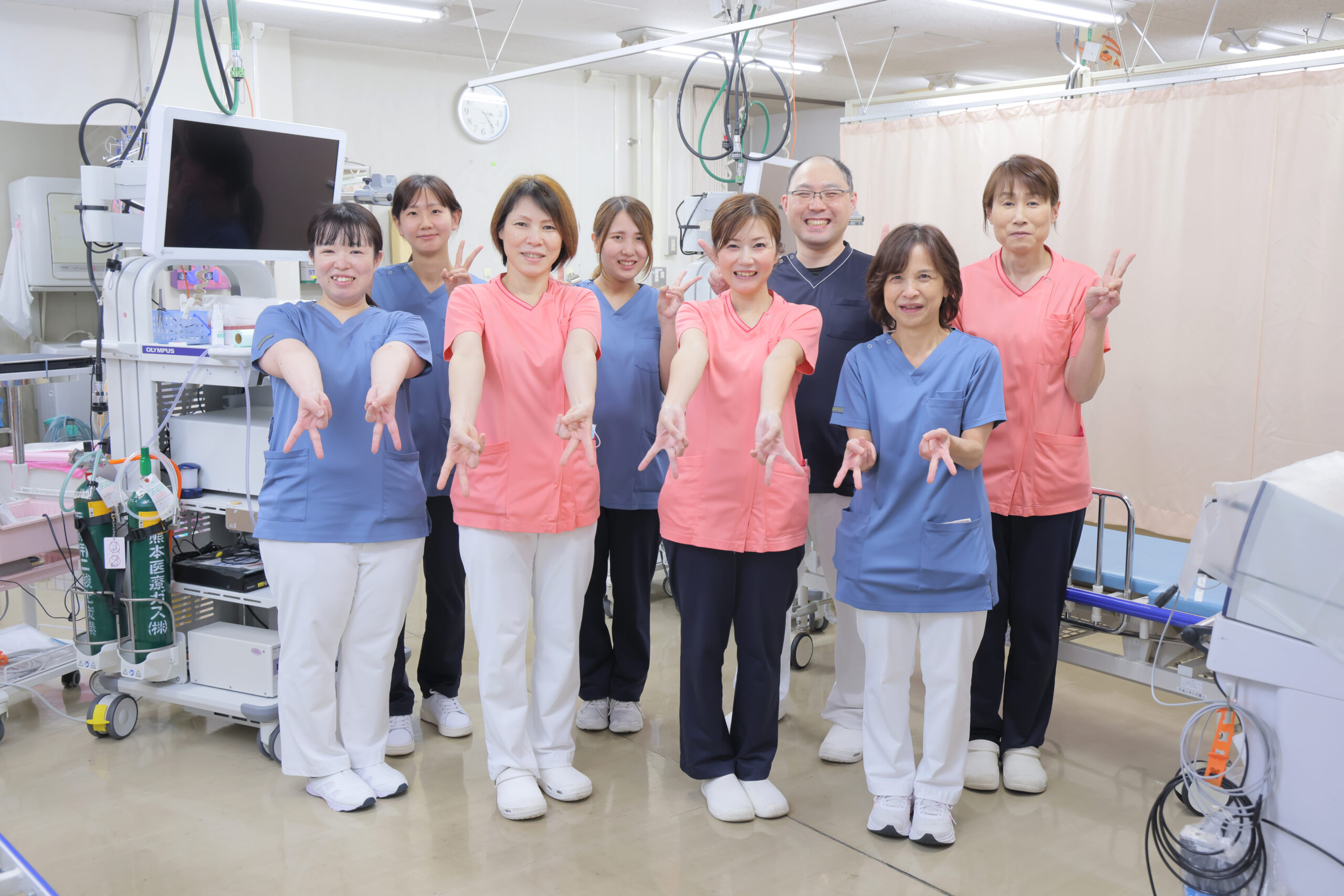 福岡県大牟田市にある社会保険大牟田天領病院の内視鏡室で働く看護師・技師